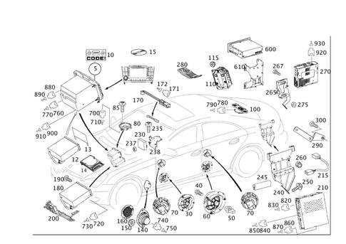 Radio Set, Remote Control, Amplifier, CD-Player, Loudspeaker for 2006 Mercedes-Benz CLS55 AMG #0