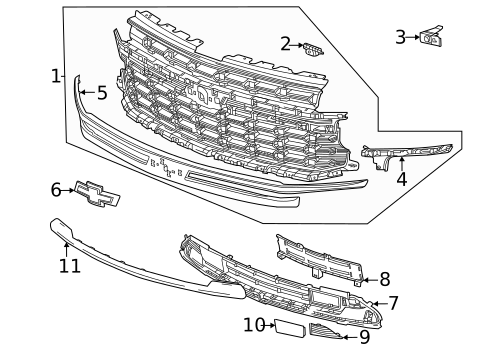 Grille & Components for 2022 Chevrolet Suburban #0