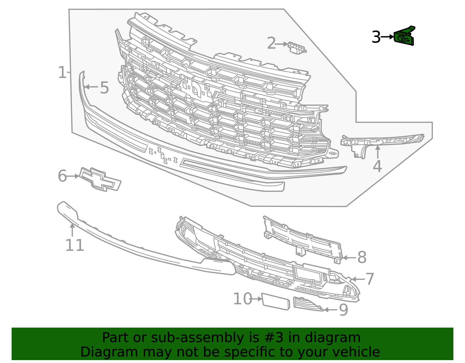 2021-2024 Chevrolet Front Grille Support Bracket 84634396 GM ...