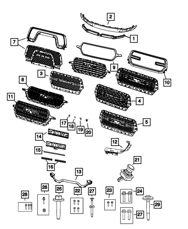 68645160AA - : Radiator Grille for Mopar Image