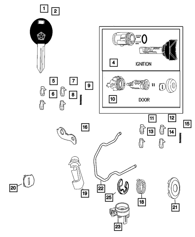 UF21XDVAA - Electrical: Ignition Key Cylinder Trim Ring for Mopar Image image