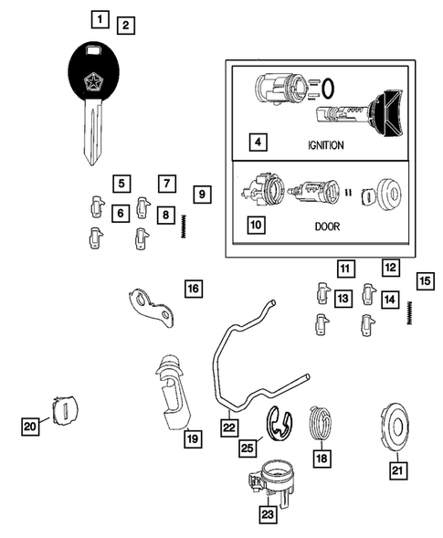 Lock Cylinders and Keys for 2004 Chrysler Pacifica #0