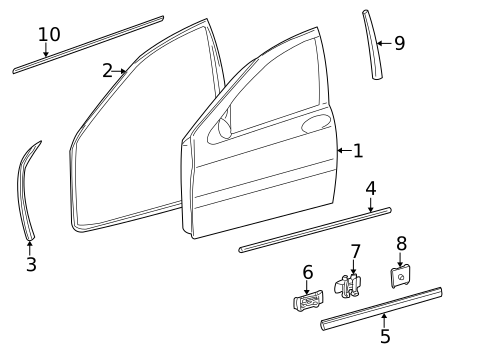 Exterior Trim - Front Door for 2000 Mercedes-Benz S430 #0