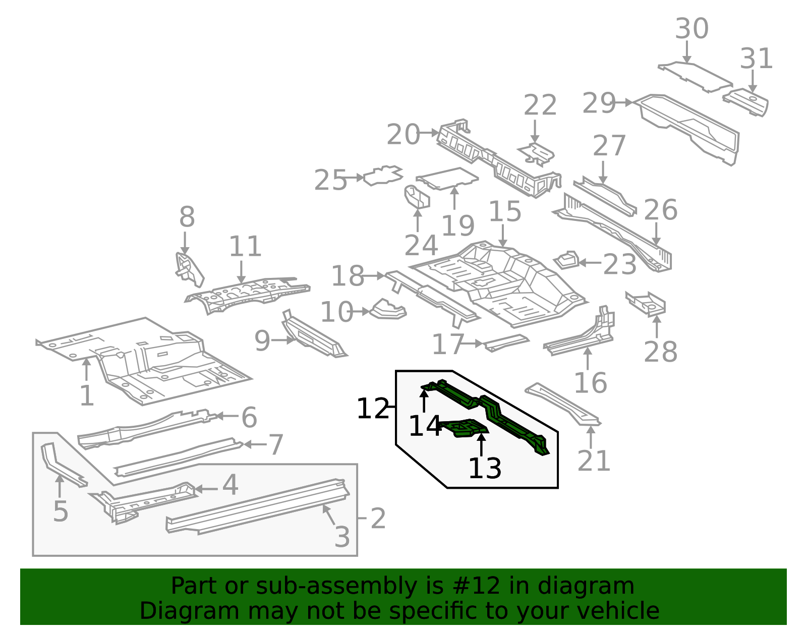 2011-2015 Toyota Tacoma Floor Pan Cross-Member 57053-04021 | OEM Parts ...