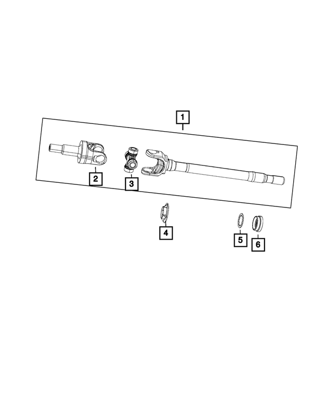 68017183AB - Front Axle; Dana 216 MM; Differential and Drive Line: Axle Shaft, Right for Mopar Image