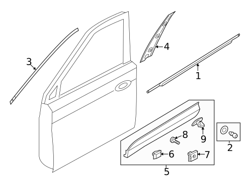 Exterior Trim - Front Door for 2015 Hyundai Santa Fe Sport #0
