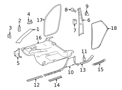 Interior Trim - Pillars for 2008 Mercedes-Benz GL550 #0