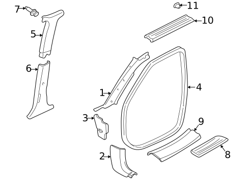 Interior Trim - Pillars for 2000 Nissan Quest #0