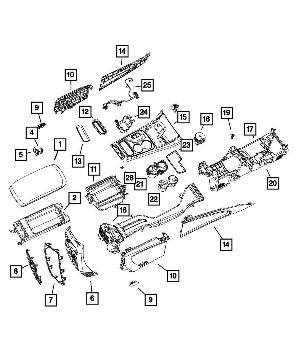 MOPAR Full Length Floor Console Bin For 2014-2021 Jeep Grand Cherokee & Dodge Durango – 68212884AA