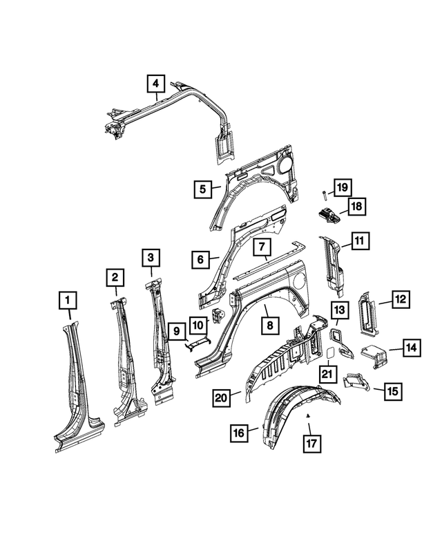 68728711AA - Body Sheet Metal Except Doors: Sport Bar Side Bar, Left for Mopar Image image