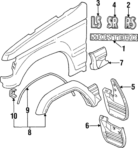 Exterior Trim - Fender for 1995 Mitsubishi Montero #0