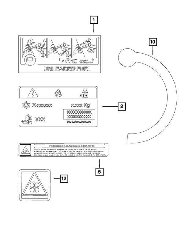 68229421AA - Labels: Temporary Spare Tire Warning Label for Mopar Image