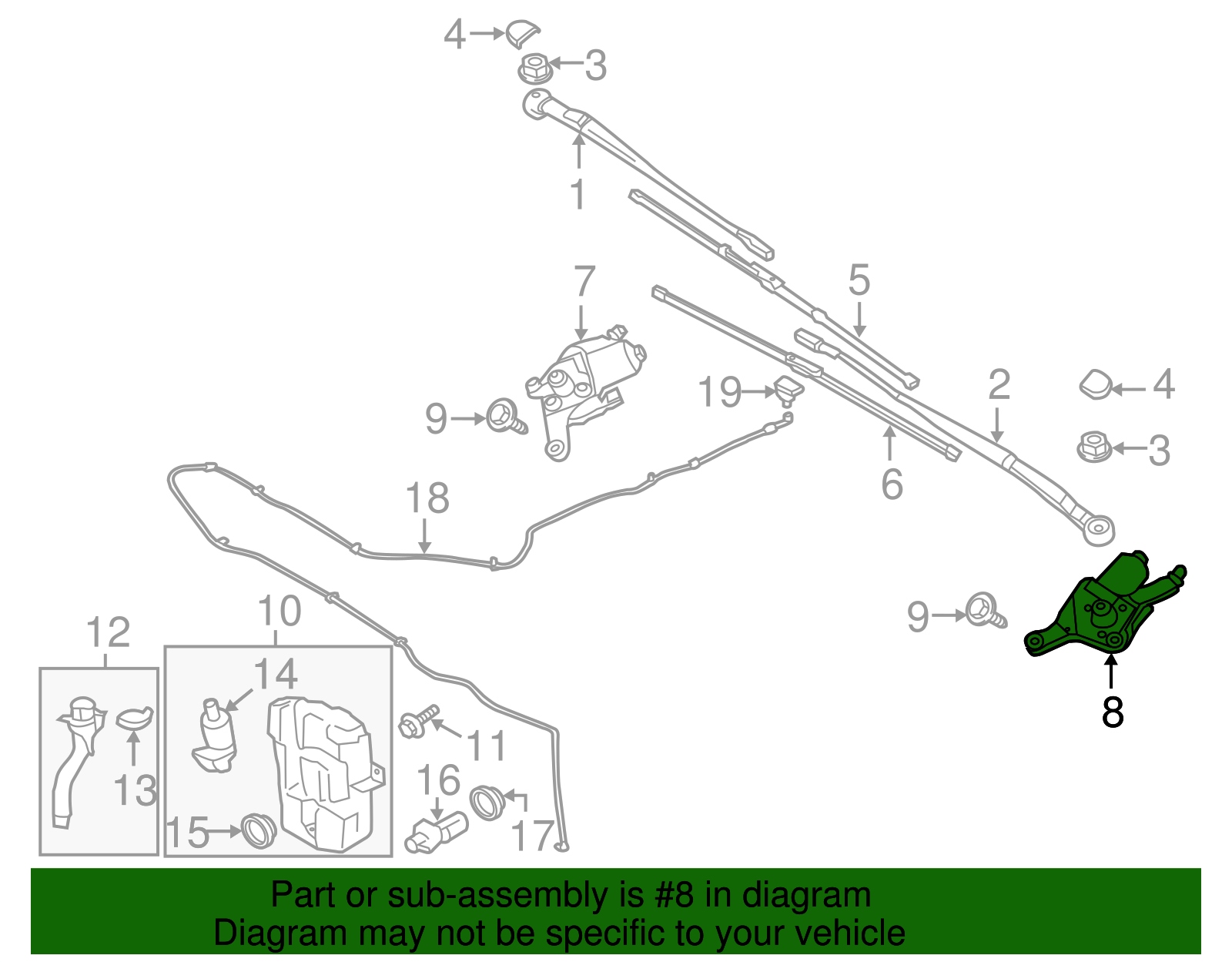 Genuine OEM Windshield Wiper Motor - Front Passenger Side WM944 Replacement Part