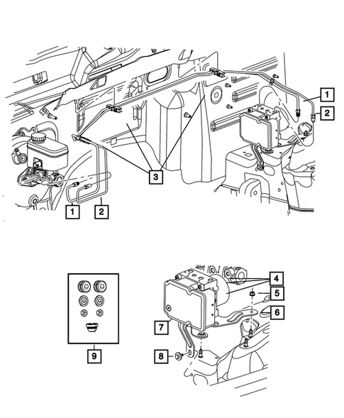 Hydraulic Control Unit, Brake Tubes and Hoses for 2008 Jeep Liberty #1