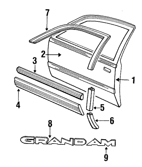 Exterior Trim - Front Door for 1986 Pontiac Grand Am #0