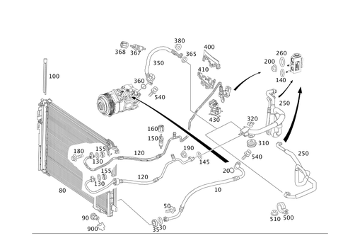Refrigerant Line Routing for 2010 Mercedes-Benz C350 #0