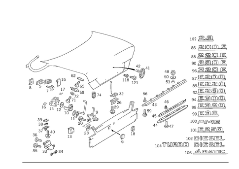 Rear Lid Latch-Type Lock, Rear Lid Attachment Parts for 1993 Mercedes-Benz 300E #4