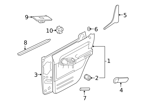 Interior Trim - Rear Door for 2010 Ford Explorer Sport Trac #0
