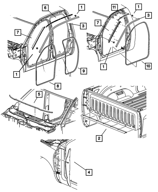55112026AC - Body Sheet Metal Except Doors: Body Side Seal, Right for Mopar Image