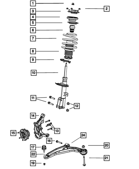 Front Suspension, Strut and Cradle for 2008 Dodge Avenger #0
