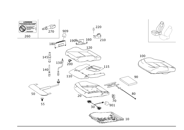 2129102950 - Driver Seat: Padding for Mercedes-Benz: E250, E350, E400, E550, E63 AMG, E63 AMG S Image image