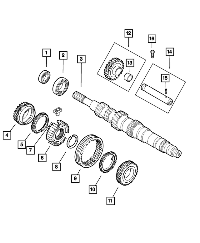 68111573AA - C514; 5-Speed; Manual Transaxle: Transmission Mainshaft for Mopar Image