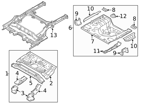 Rear Floor & Rails for 2012 Hyundai Elantra #1