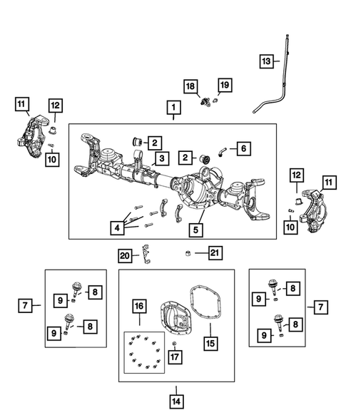 Front Axle;  Housing, Differential and Vent for 2019 Jeep Wrangler #2