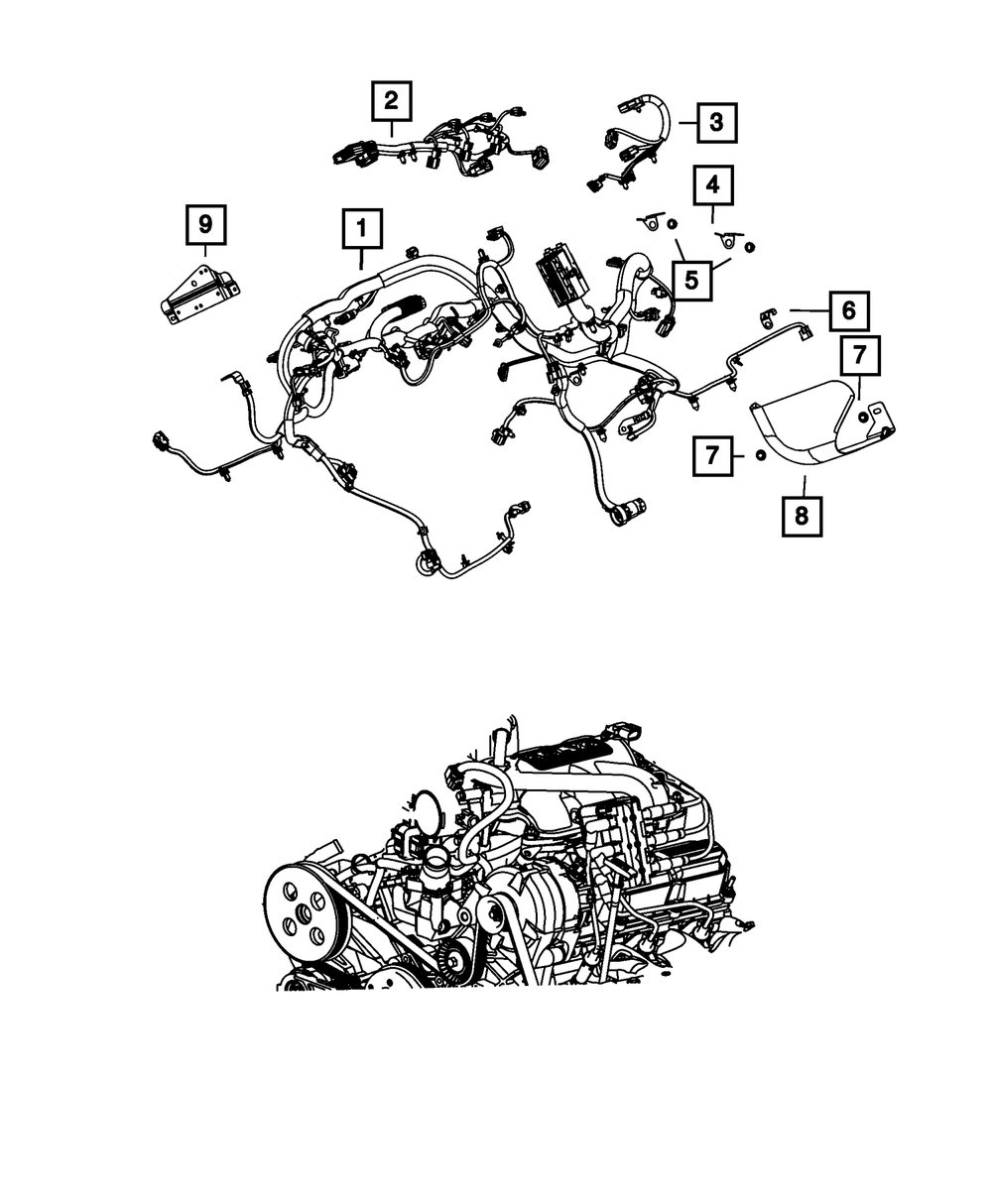 Knock, Oil Pressure, & Temperature Sensor Wiring - Mopar (68302062AA)