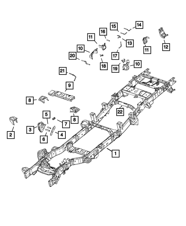 68461427AC - Frame, Bumper and Fascia: Chassis Frame Assembly for Mopar Image