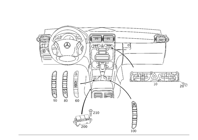 2038210779 - Electrical System: Switch for Mercedes-Benz: C240, C32 AMG, C320, C55 AMG Image image