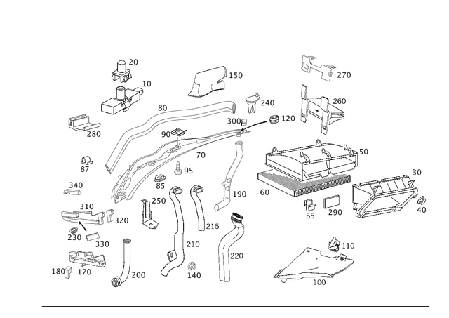 2038303303 - Heating and Ventilation: Housing for Mercedes-Benz: 180C, C230, C240, C280, C32 AMG, C320, C350, C55 AMG, CLK320, CLK350, CLK500, CLK55 AMG, CLK550, CLK63 AMG Image image