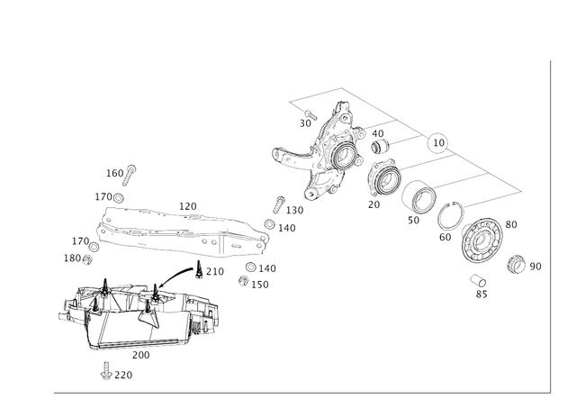 2223501005 - Rear Axle: Wheel Carrier for Mercedes-Benz: Maybach S550, Maybach S560, Maybach S600, Maybach S650, S450, S550, S550e, S560, S600, S63 AMG, S65 AMG Image image