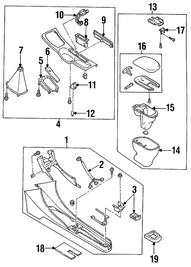 F62Z61045A36AAL - Body: Console for Ford: Probe Image