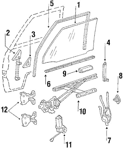 Glass - Front Door for 1987 Toyota Van #0