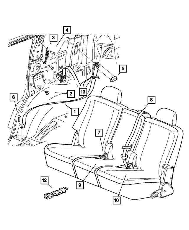 6105133AA - Interior Trim: Seat Belt Bolt for Mopar Image image