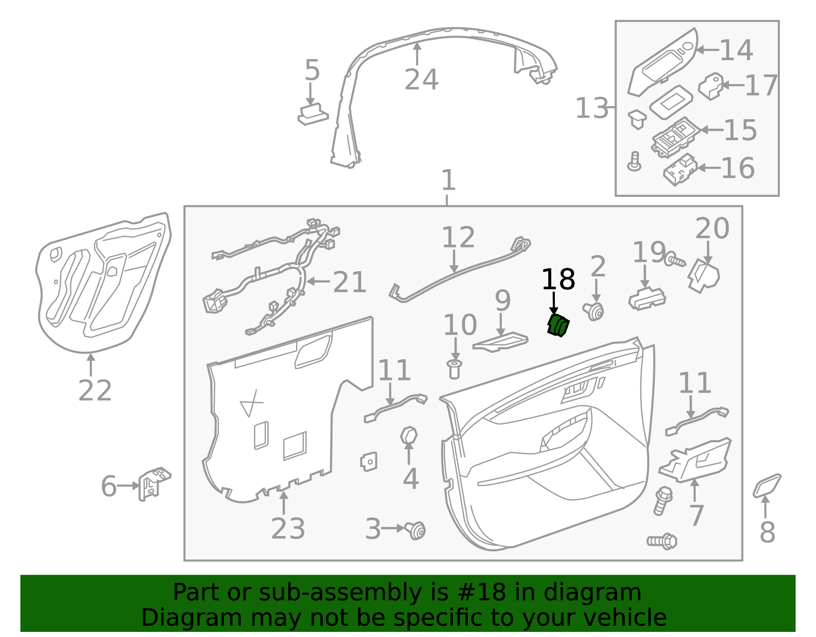 2014-2020 GM Jet Black Driver Side Door Lock Switch 84487013 - View #3