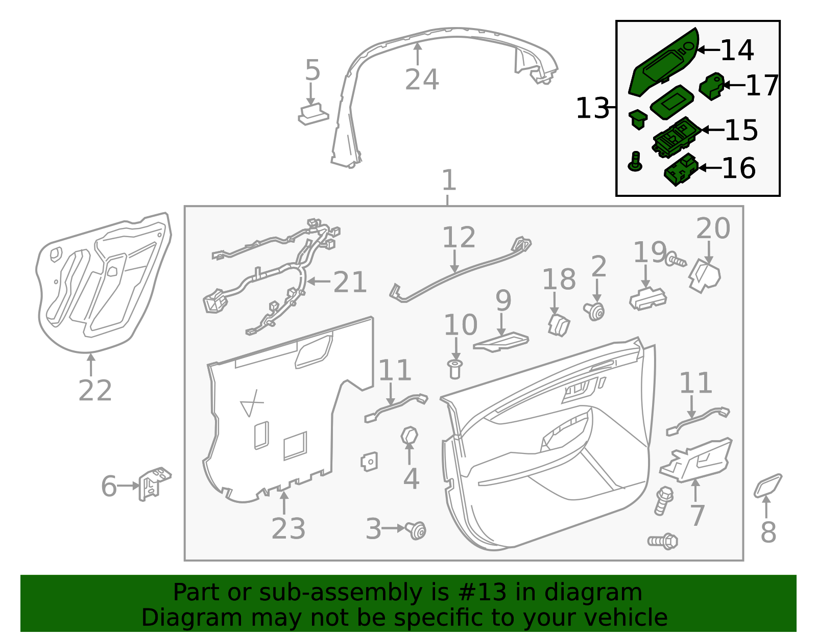 22876456 - Inkwood Passenger Side Door Window Mount Rail IPI Parts