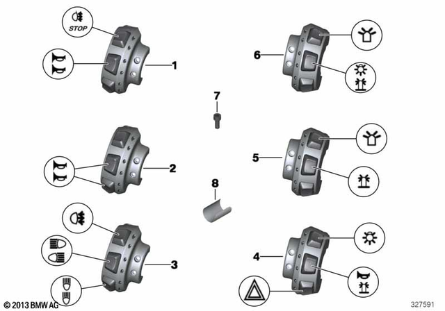 61318550153 - General Electrical System: Auxiliary Switch, Left -  for BMW-Motorrad Image image