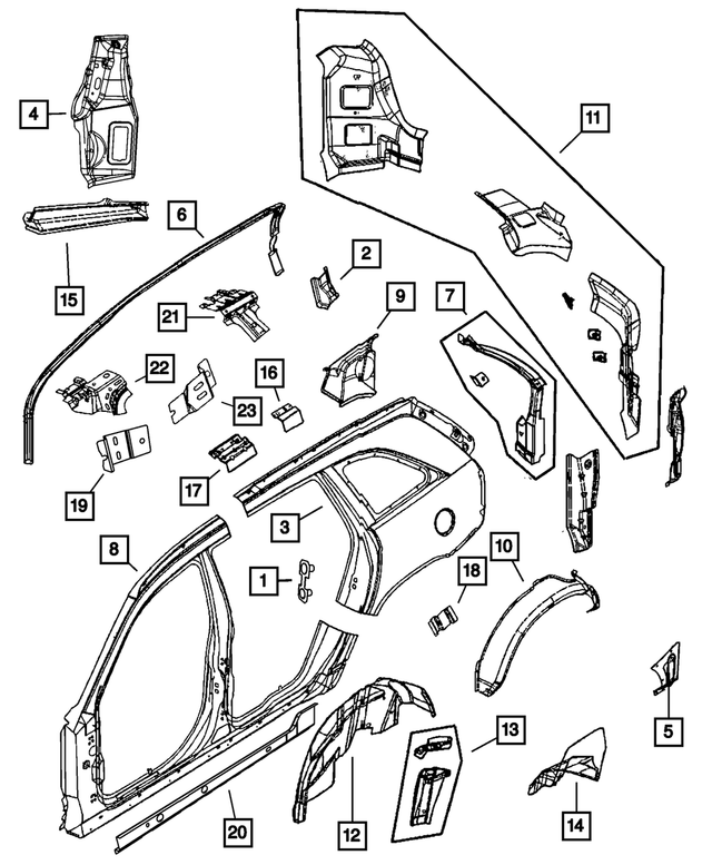 4719695AC - : Tail Lamp Opening Extension, Left for Mopar Image