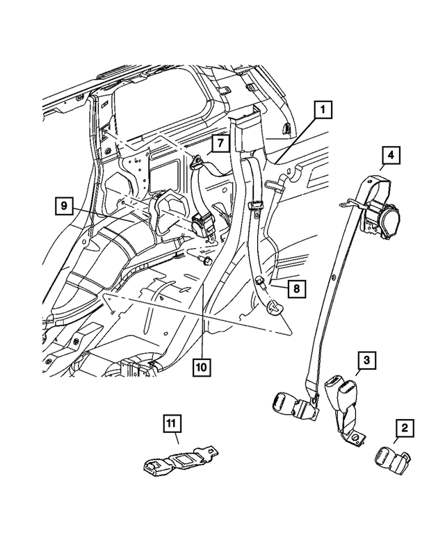 5JB59BD5AI - Interior Trim: Rear Outer Seat Belt, Left for Mopar Image