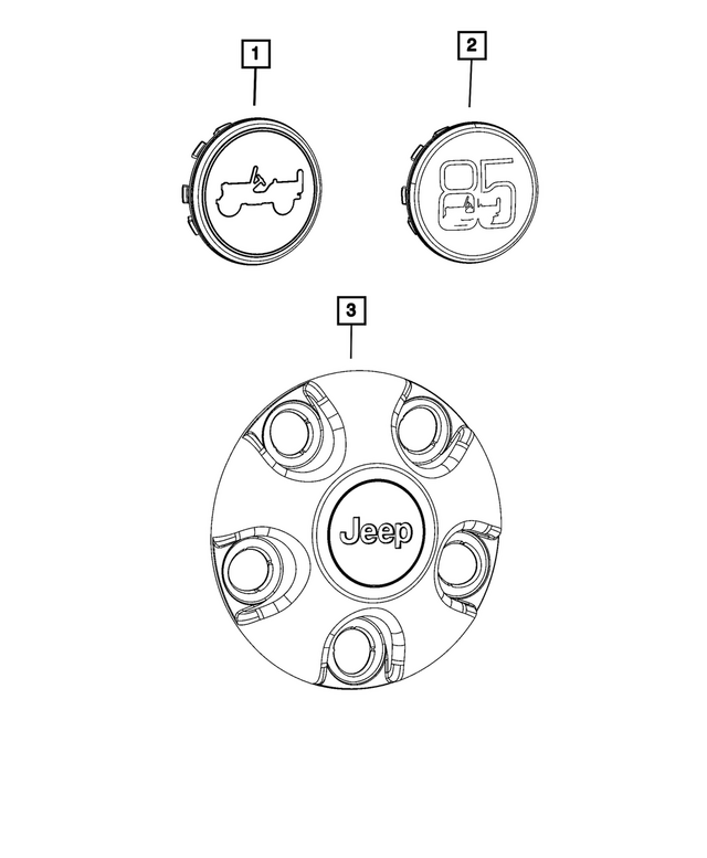 68718044AA - Wheels: Wheel Center Cap for Jeep: Cherokee, Gladiator, Wrangler Image