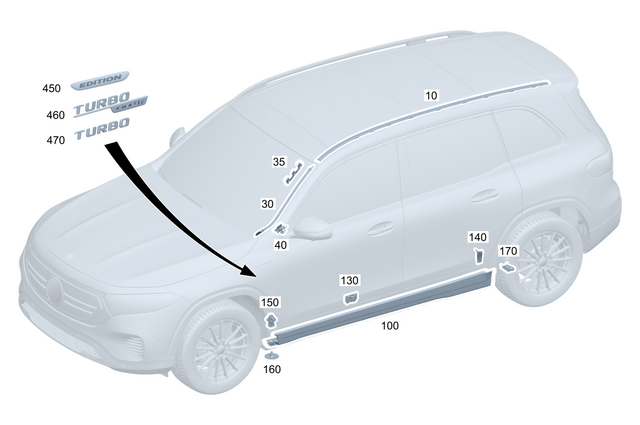 2476905702 - Covering and Lining: Trim Strip for Mercedes-Benz: EQB 250+, EQB 300, EQB 350, GLB250, GLB35 AMG Image image