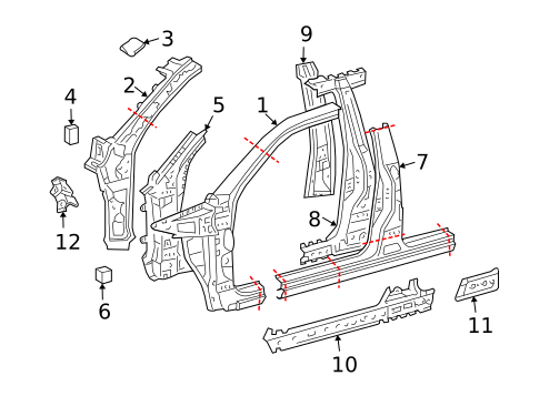 Center Pillar & Rocker for 2006 Lexus GX470 #0