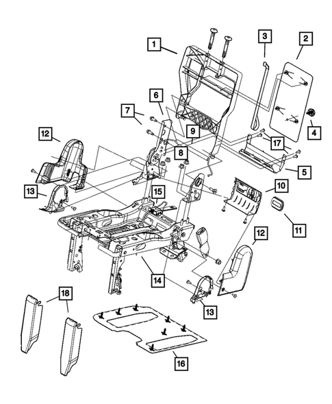 Rear Seats - Third Row - Adjusters, Recliners, Shields and Risers for 2012 Ram C/V #3