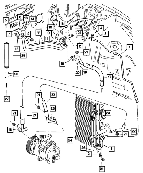 Air Conditioner and Heater Plumbing for 2012 Dodge Challenger #0