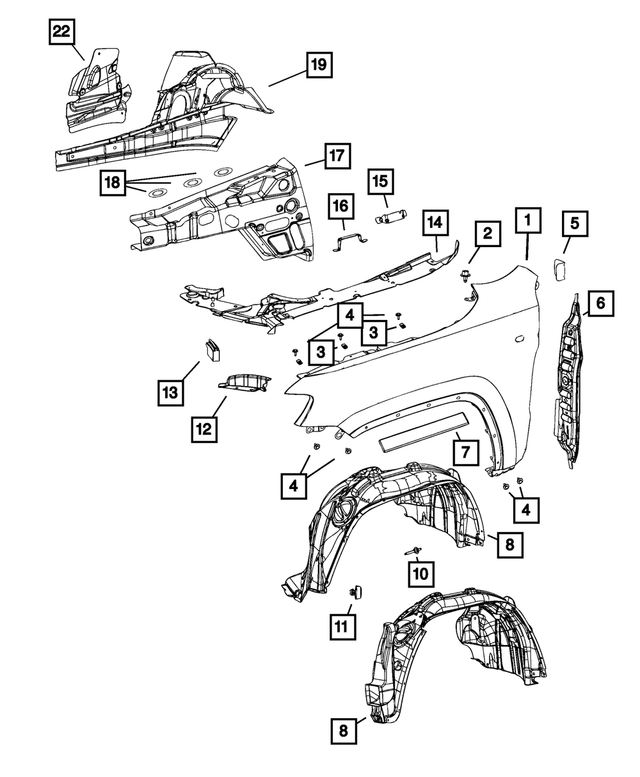 thumbnail image 2 of Front Passenger Side Fender – 2019-2023 Jeep Cherokee – Primed Steel – Direct Fit Evan-Fischer 2 of 5