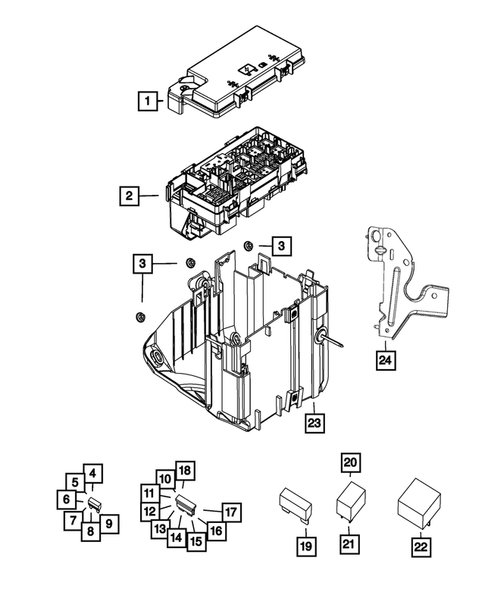 Power Distribution Center, Fuse Block, Junction Block, Relays and Fuses for 2017 Jeep Grand Cherokee #0