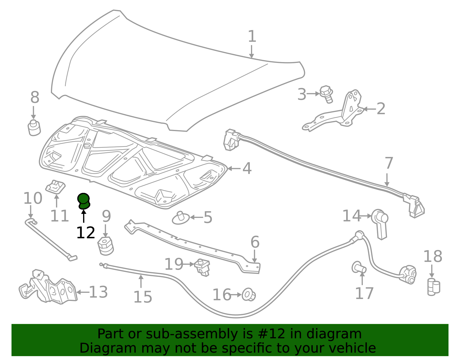 Sujetador De Varilla De Capó Original Ford Mustang | F4ZZ16B730A Genuino OEM