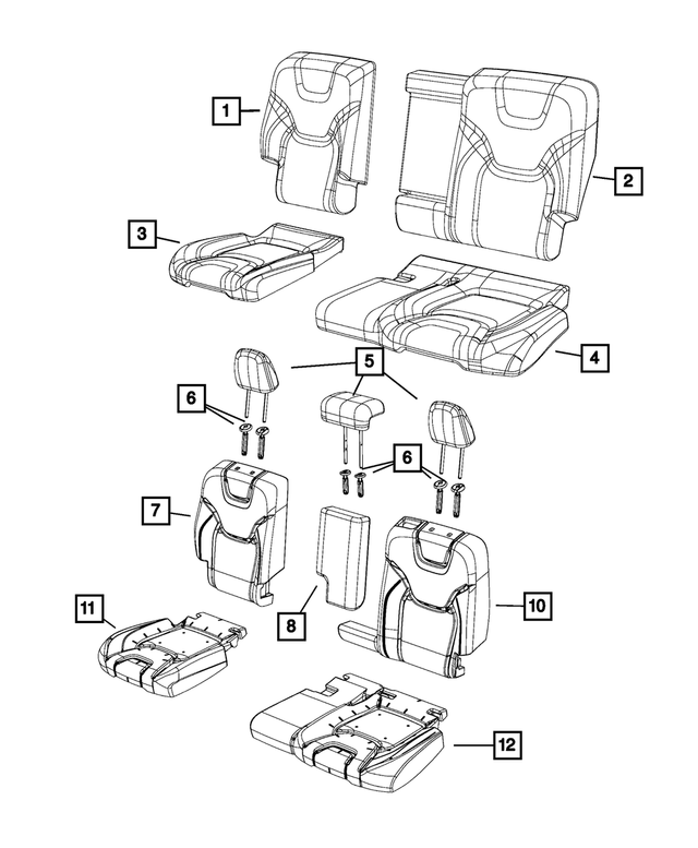 5XM82HL1AD - Interior Trim: Rear Seat Back Cover for Jeep: Cherokee Image